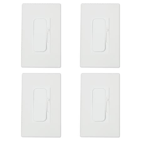 Sunlite LED Dimmer Switch Wall Rocker Style Slide Bar Single Pole or 3-Way Switching White Wallplate, 4PK 41906-NS